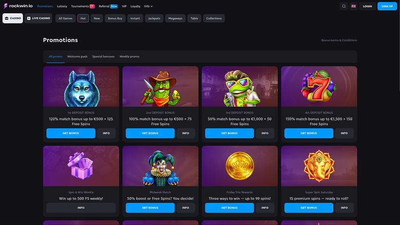 Rockwin Casino — Promotions page