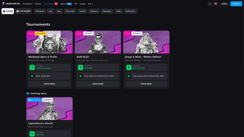 Rockwin Casino — Tournaments