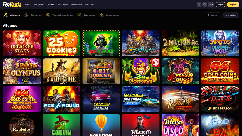 Roibets Casino — Games lobby
