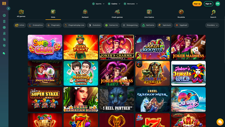 RokuBet Casino — Games lobby