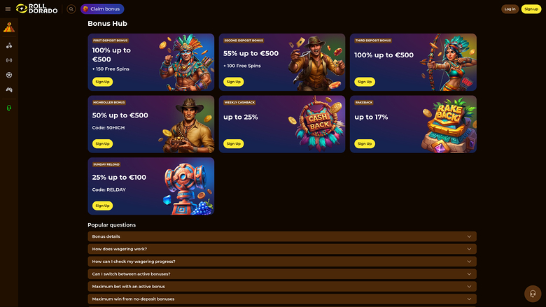 Roll Dorado Casino — Promotions page