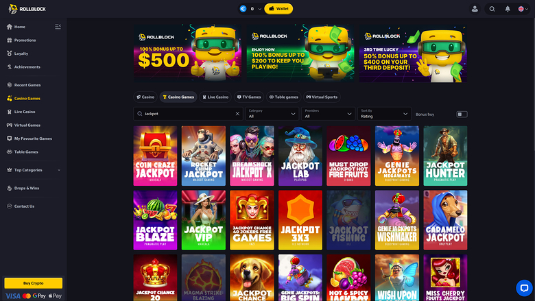 RollBlock Casino — Jackpot games
