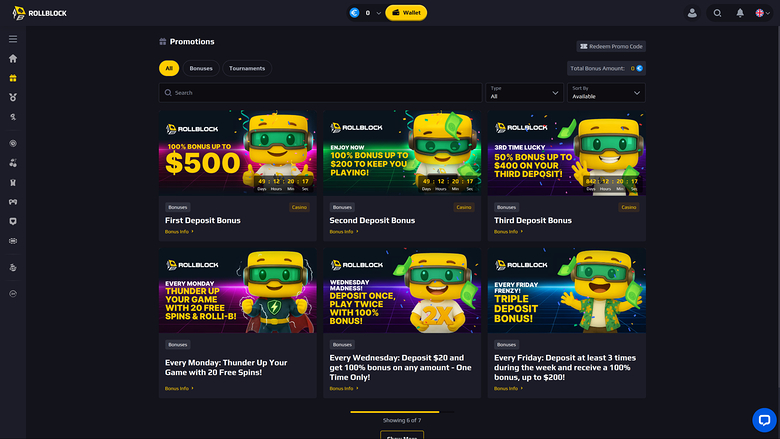 RollBlock Casino — Promotions page