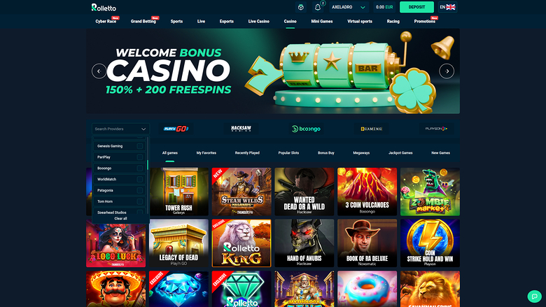 Rolletto Casino — Games by studio