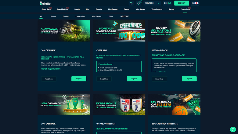 Rolletto Casino — Promotions page