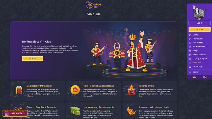 RollingSlots Casino — VIP section