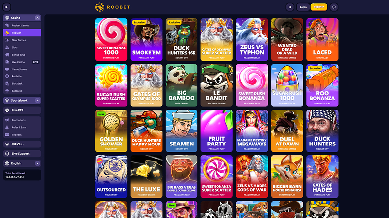 Roobet Casino — Games lobby