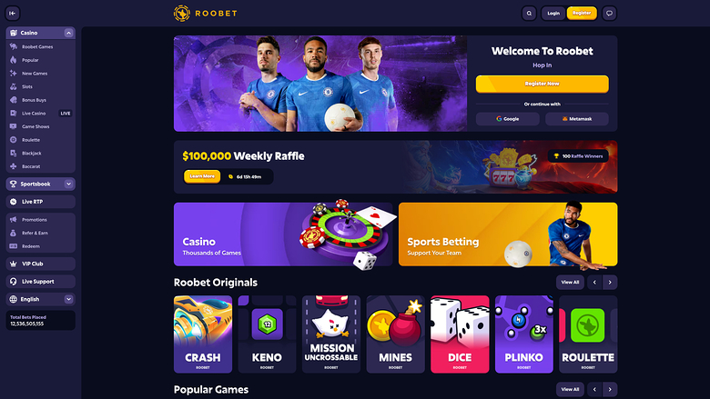 Roobet Casino — Homepage
