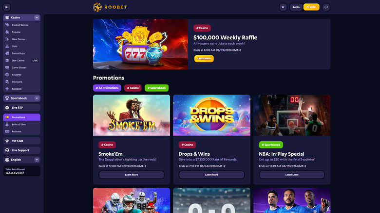 Roobet Casino — Promotions page