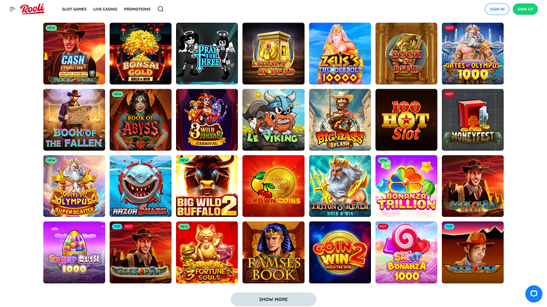 Rooli Casino — Games lobby