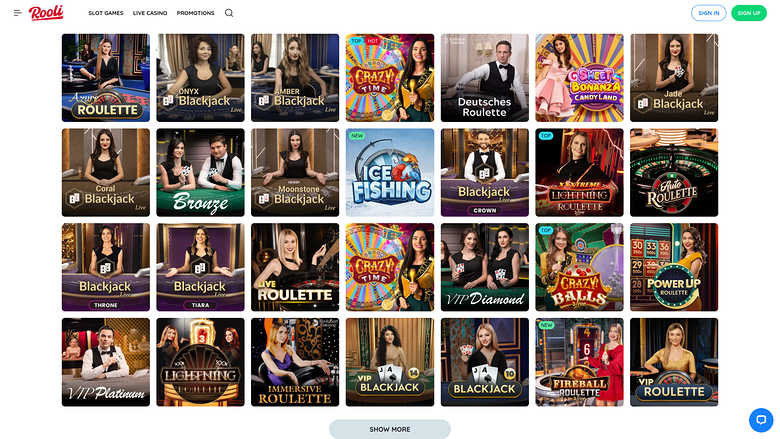 Rooli Casino — Live dealer lobby