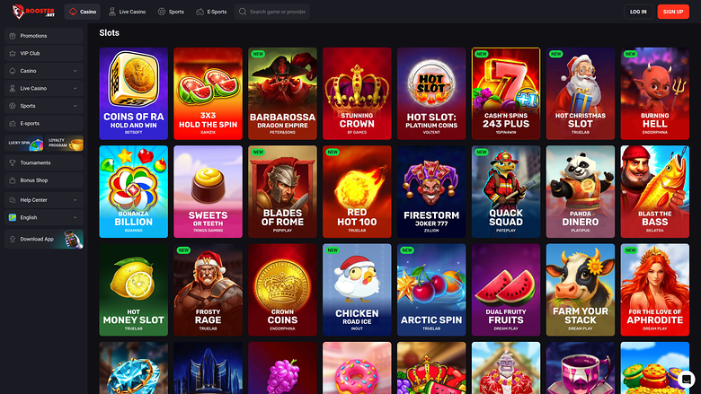Rooster Bet — Games lobby