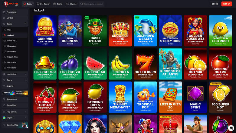 Rooster Bet — Jackpot games