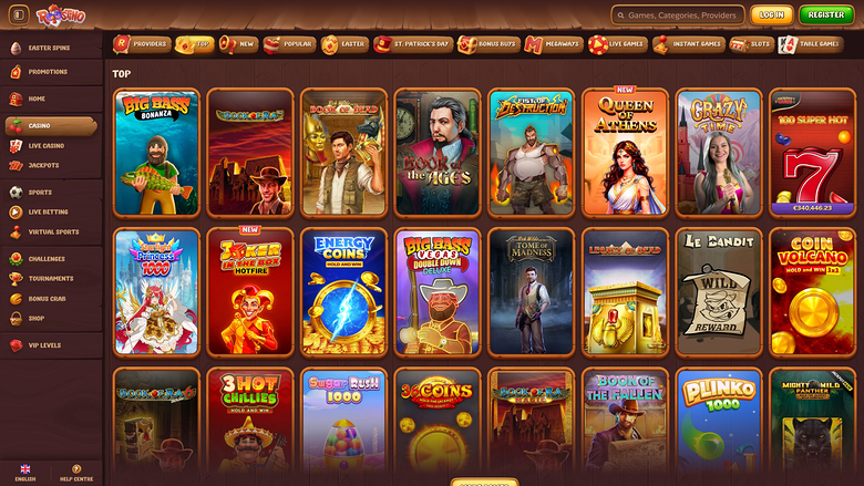 Roostino Casino — Games lobby