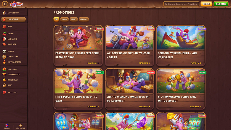 Roostino Casino — Promotions page