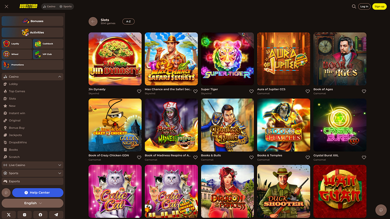 Roulettino Casino — Games lobby