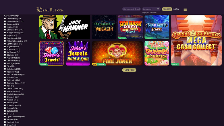 Royal Bet Casino — Games by studio