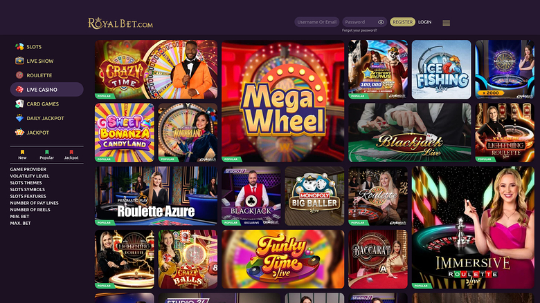 Royal Bet Casino — Live dealer lobby