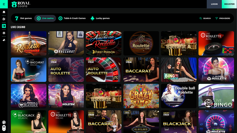 Royal Coala Casino — Live dealer lobby