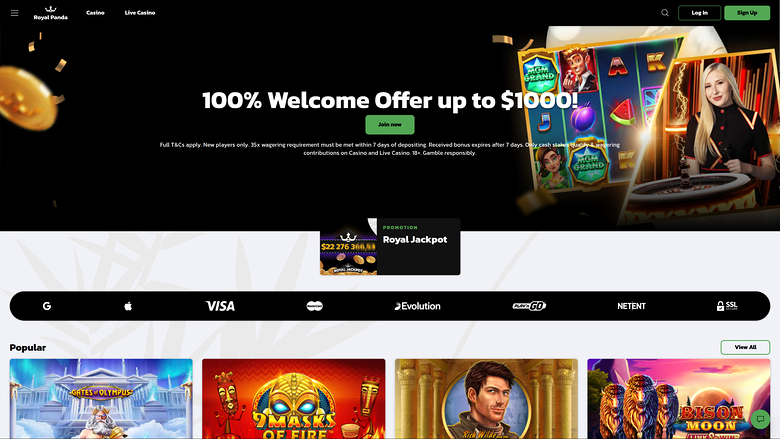 Royal Panda Casino — Homepage