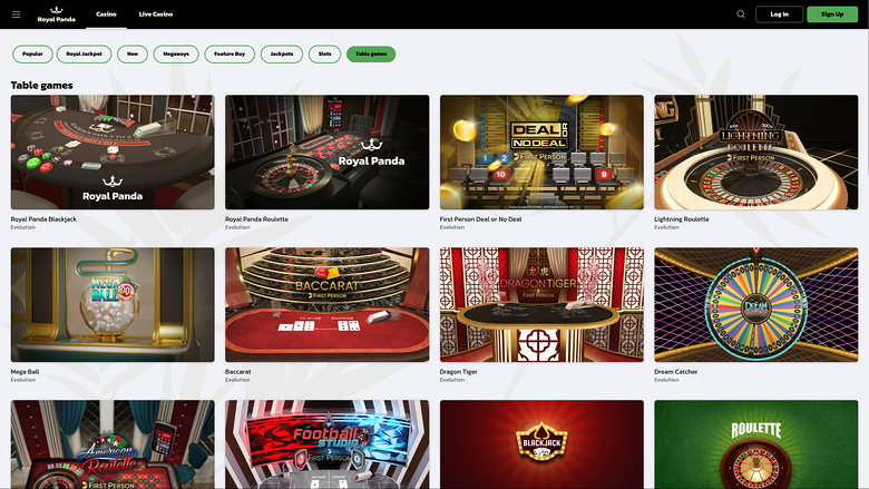 Royal Panda Casino — Games lobby