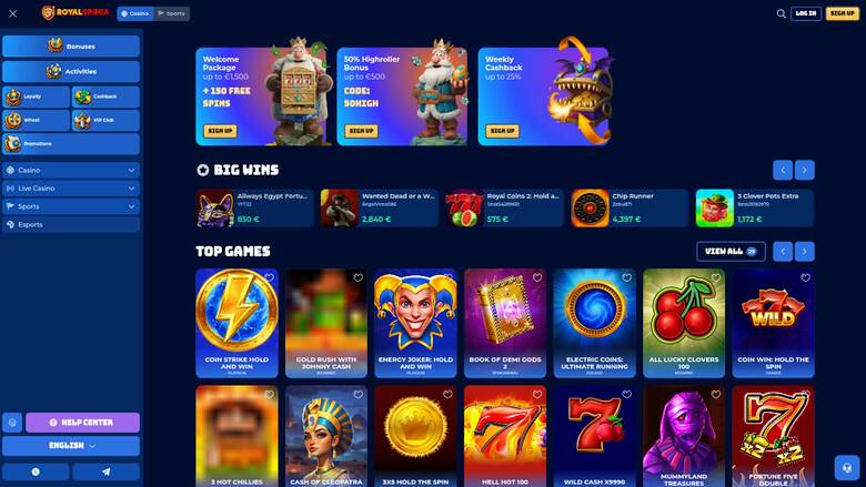 Royal Spinia Casino — Games lobby