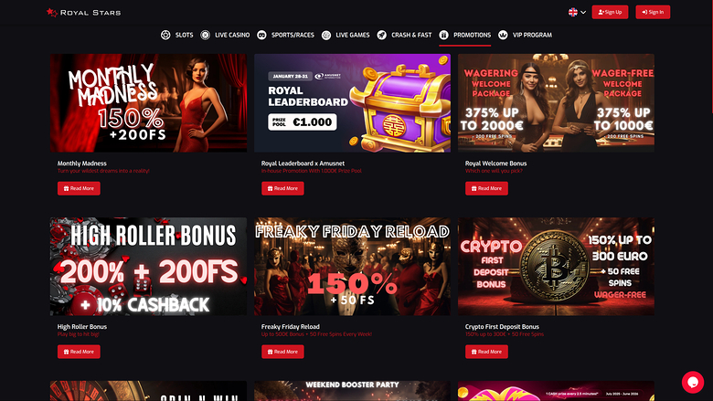 Royal Stars Casino — Promotions page