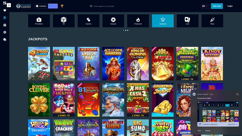 Royal Swipe Casino — Jackpot games