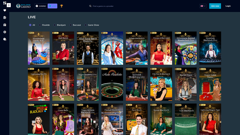 Royal Swipe Casino — Live dealer lobby