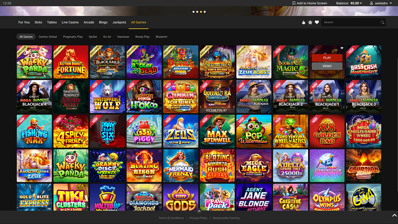 Royal Vegas Casino — Games lobby