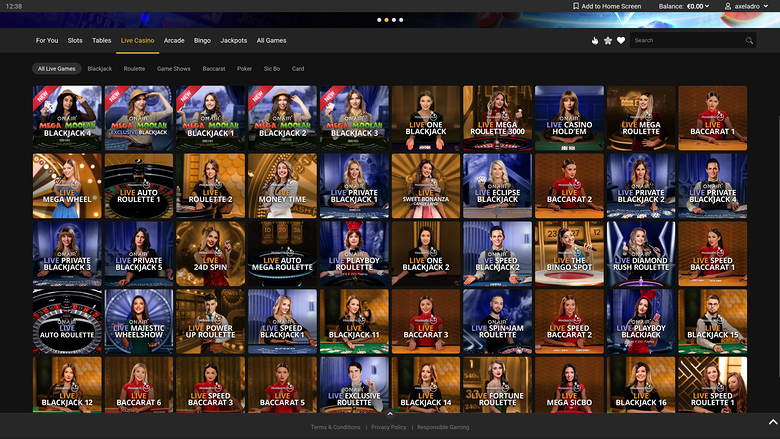 Royal Vegas Casino — Live dealer lobby