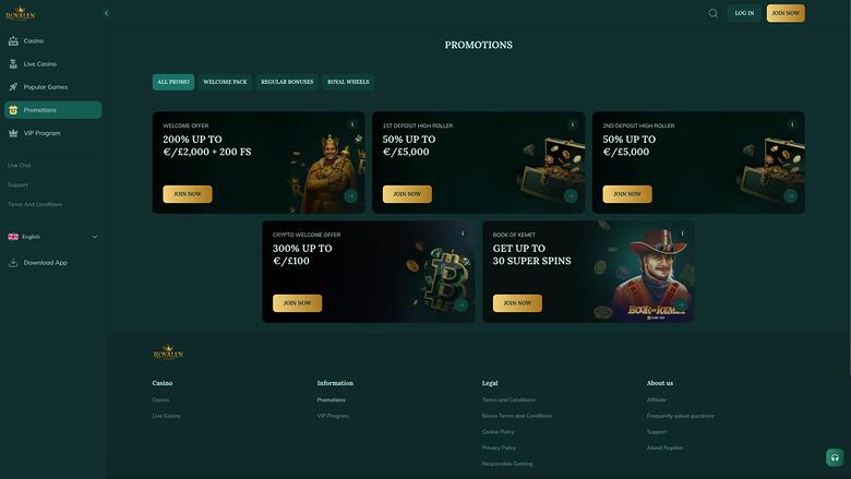 Royalen Casino — Promotions page