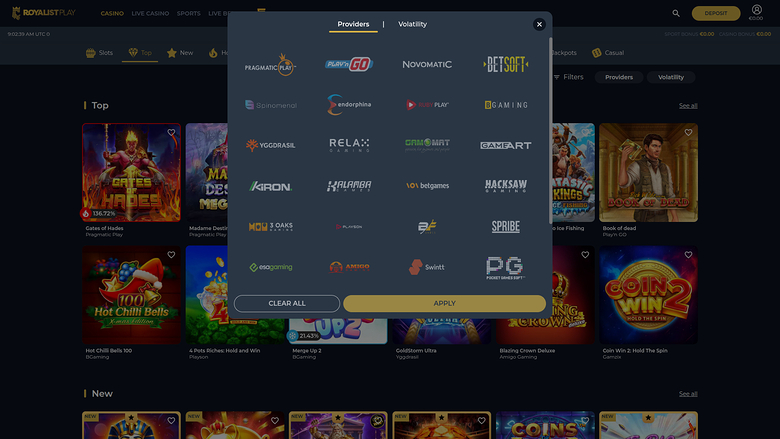 Royalist Play Casino — Games by studio