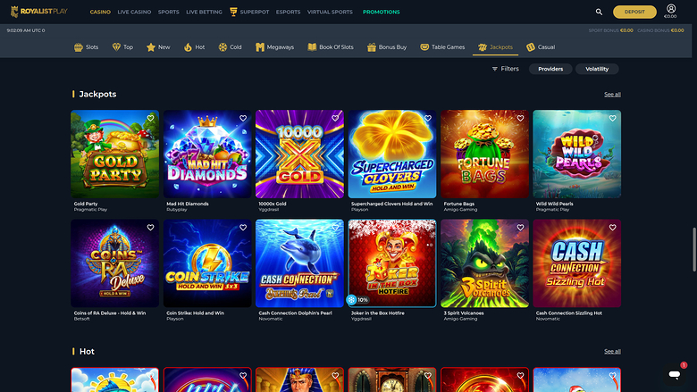 Royalist Play Casino — Jackpot games