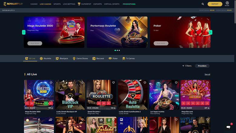 Royalist Play Casino — Live dealer lobby