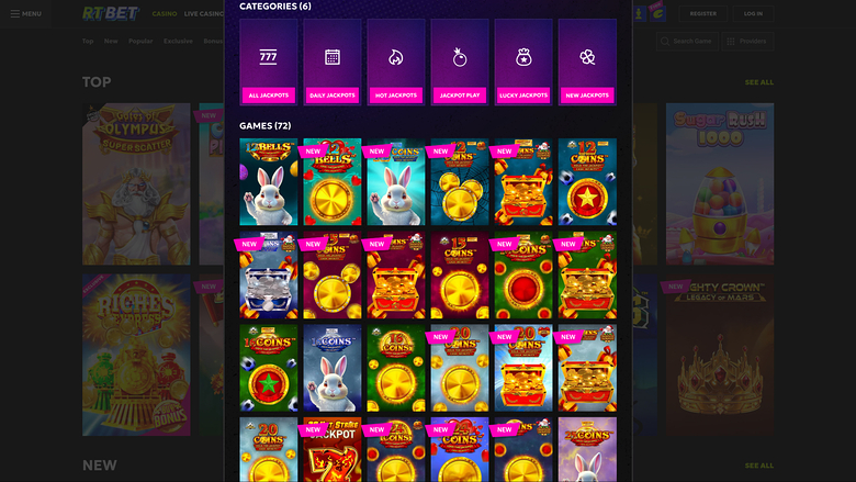 RTbet Casino — Jackpot games