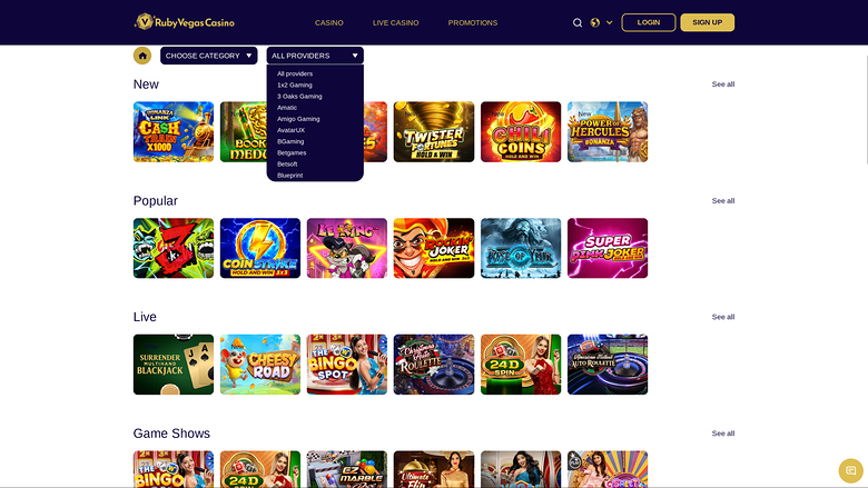 Ruby Vegas Casino — Games by studio