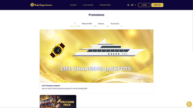 Ruby Vegas Casino — Promotions page