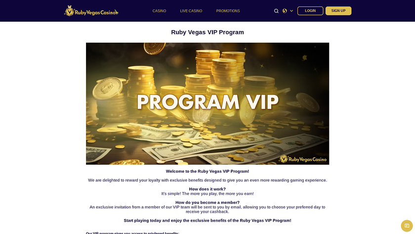 Ruby Vegas Casino — VIP section
