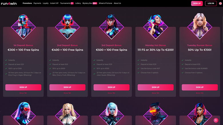 Run4Win Casino — Promotions page