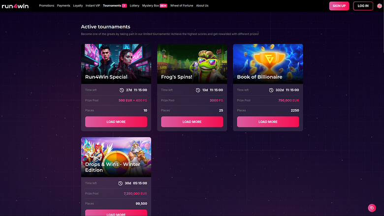 Run4Win Casino — Tournaments