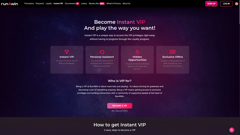 Run4Win Casino — VIP section