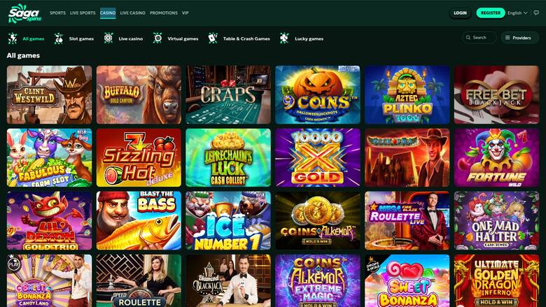 SagaSpins Casino — Games lobby