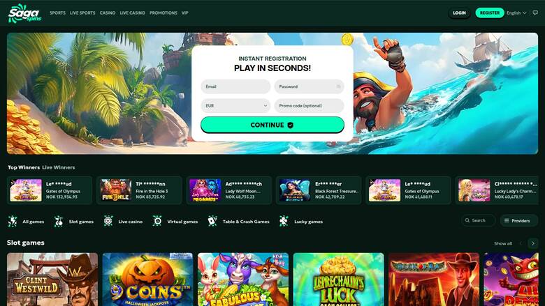 SagaSpins Casino — Homepage