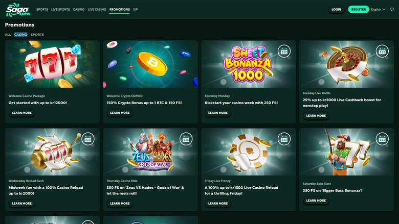 SagaSpins Casino — Promotions page