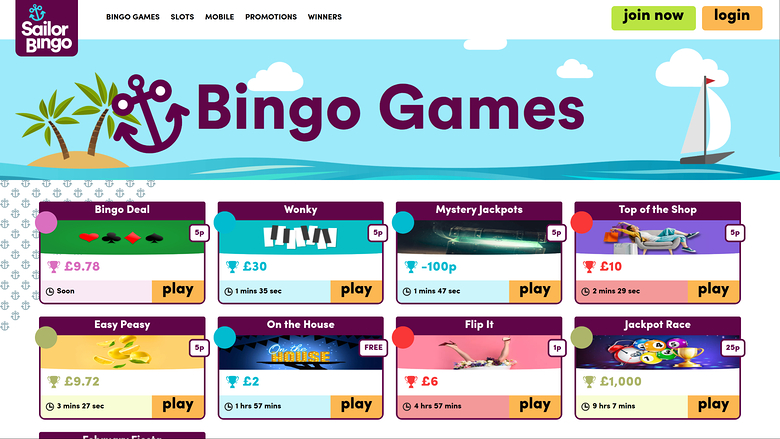 Sailor Bingo — Games lobby