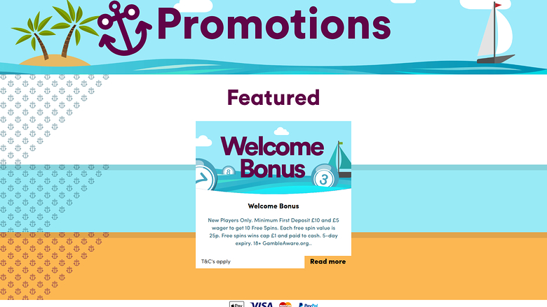 Sailor Bingo — Promotions page