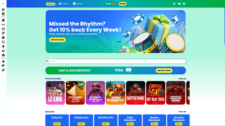 Samba Slots Casino — Homepage