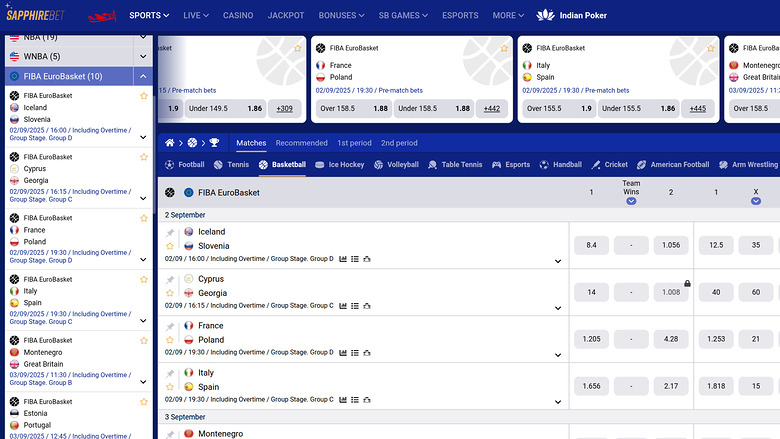 SapphireBet Casino — Sportsbook