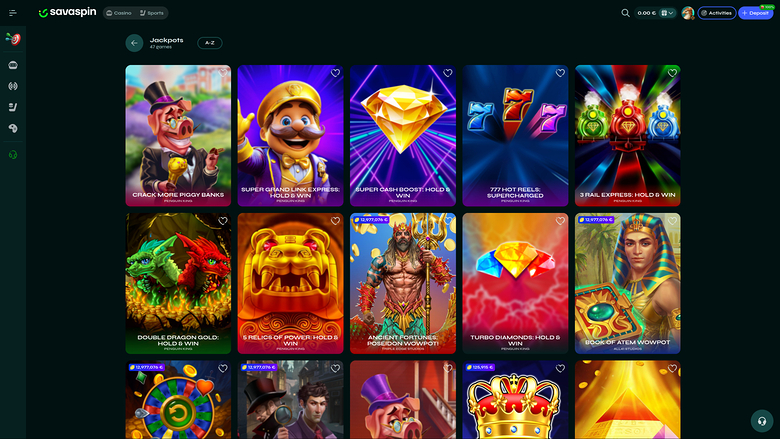 Savaspin Casino — Jackpot games